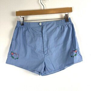 VTG Cest Jolie Embroidered Shorts sz M High Waisted Elastic Cottage Fairy Boho